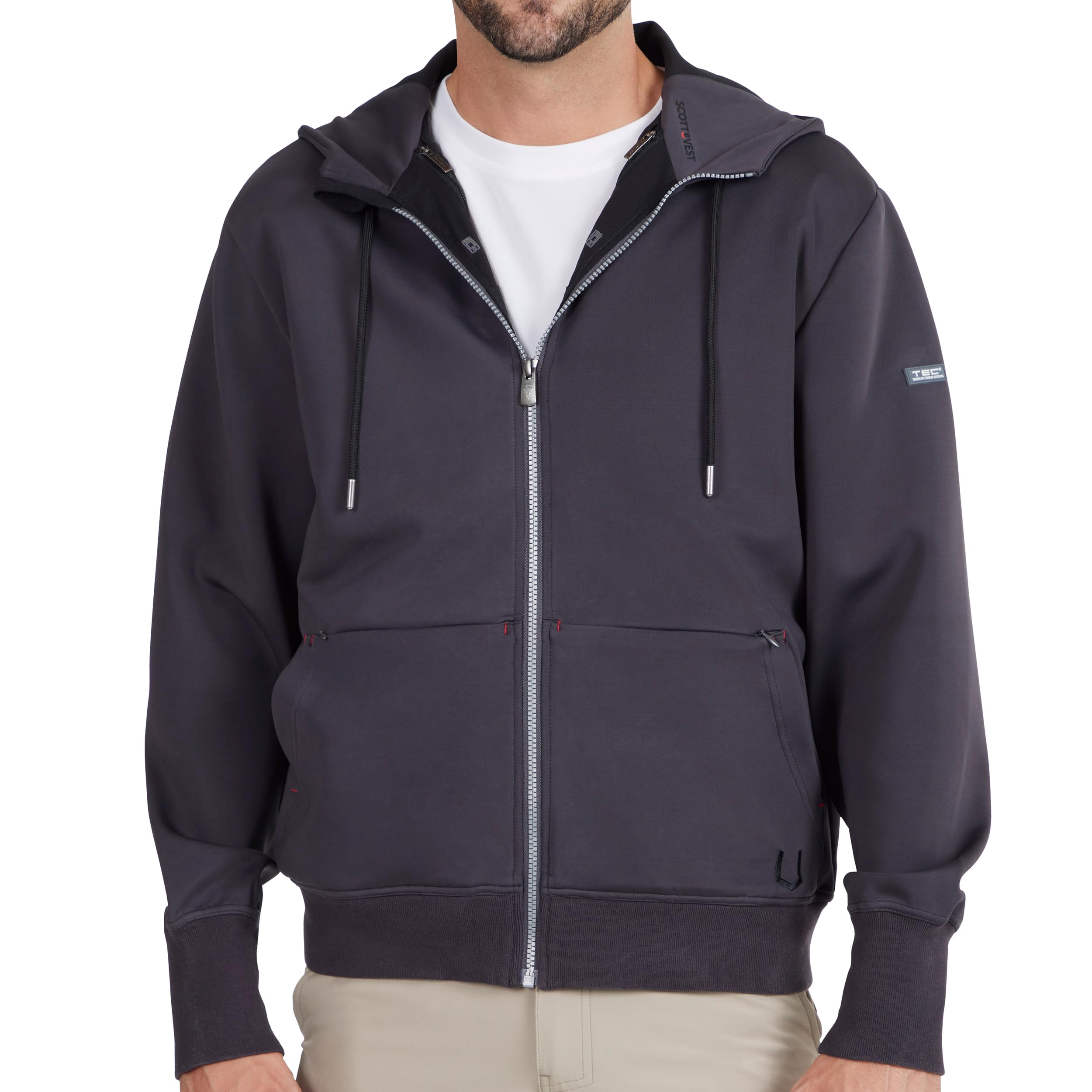 SCOTTeVEST Skubatu Hoodie for Men - 21 Hidden Pockets - Zip Up Sweatshirt for Travel & More