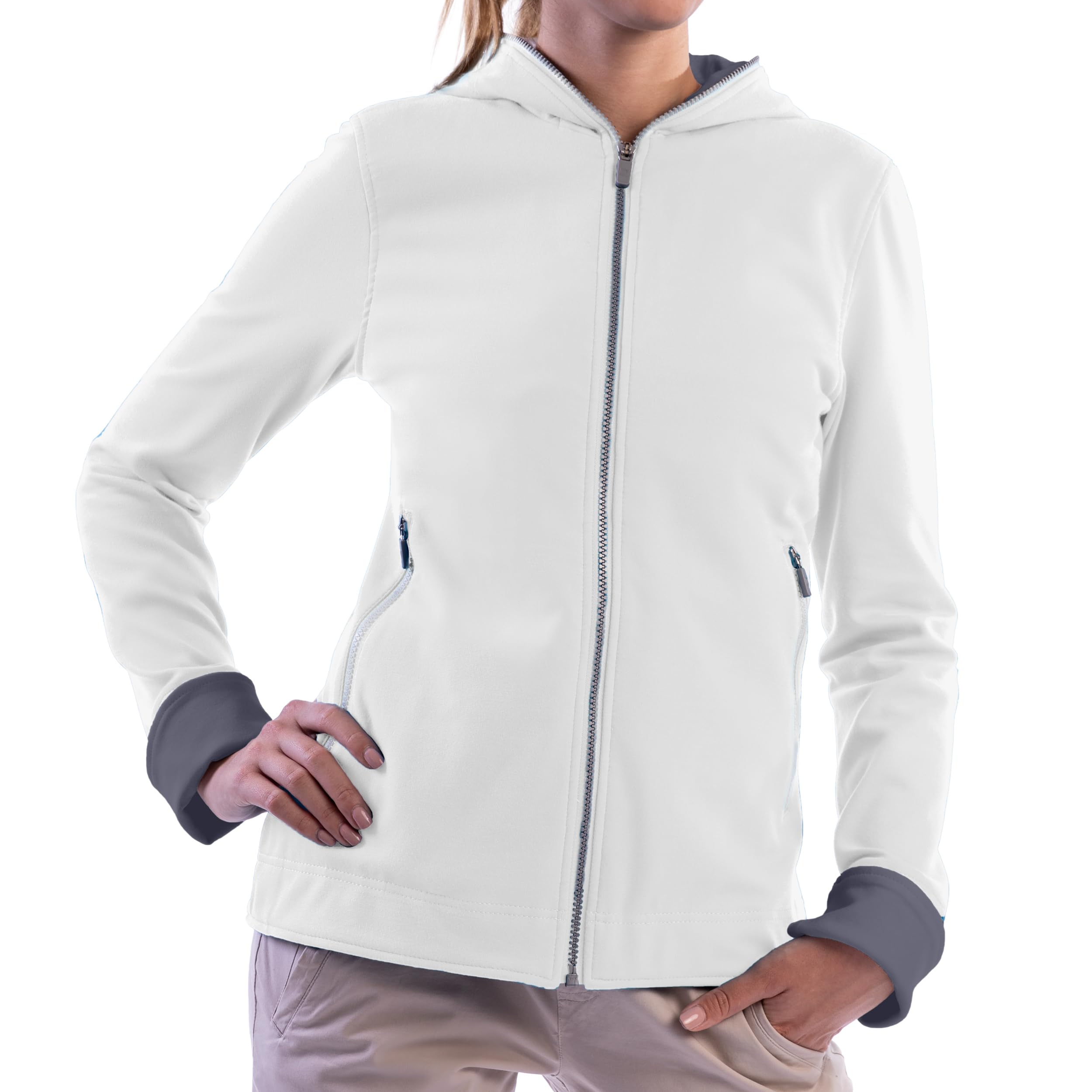 SCOTTeVEST Glow Hoodie for Women - 18 Hidden Pockets - Lightweight Zip Up Sweatshirt for Travel & More