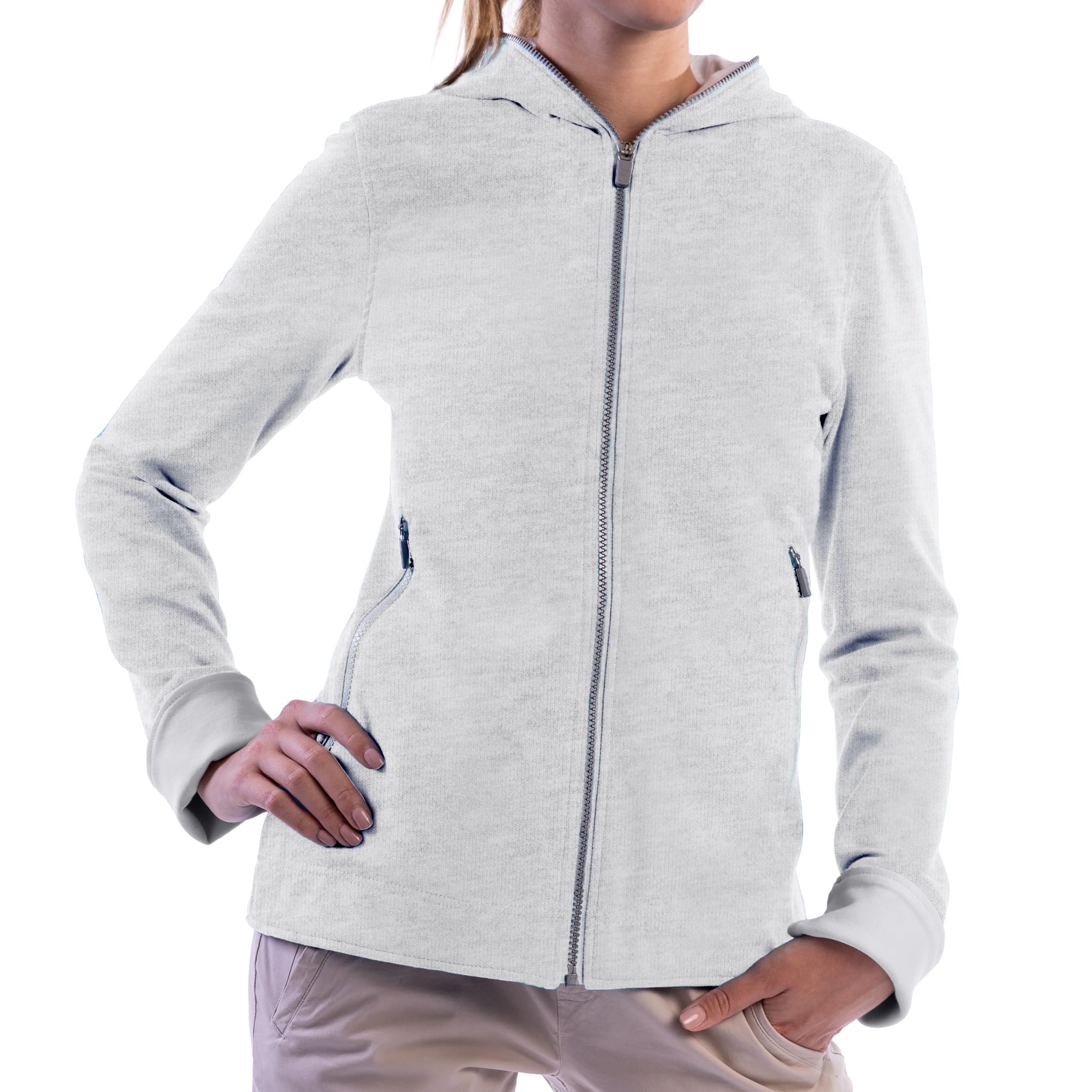 SCOTTeVEST Glow Hoodie for Women - 18 Hidden Pockets - Lightweight Zip Up Sweatshirt for Travel & More