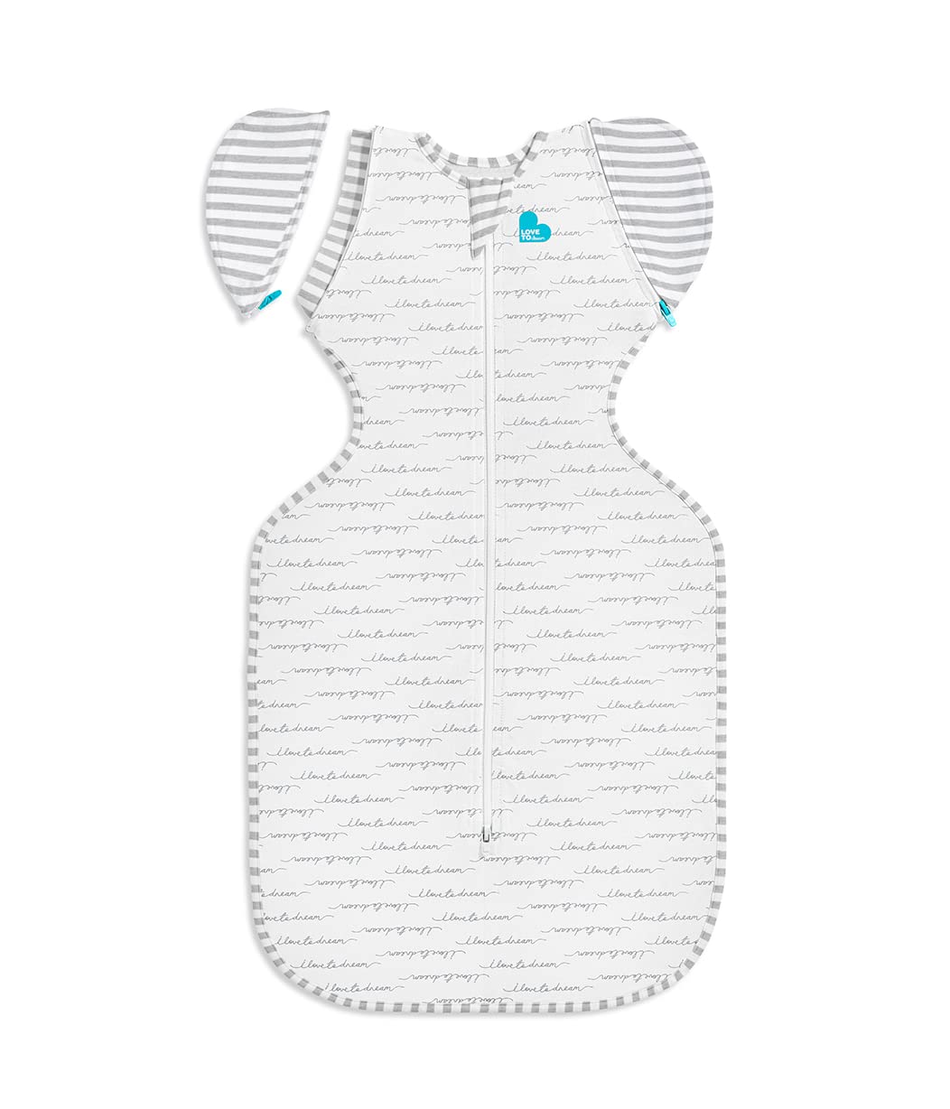 Love to Dream Swaddle Up Transition Swaddle, Patented Zip-Off Wings, Gently Help Baby Transition from Being Swaddled to Arms Free When Showing Signs of Rolling, 1.0 TOG, 13-19 lbs, Gray