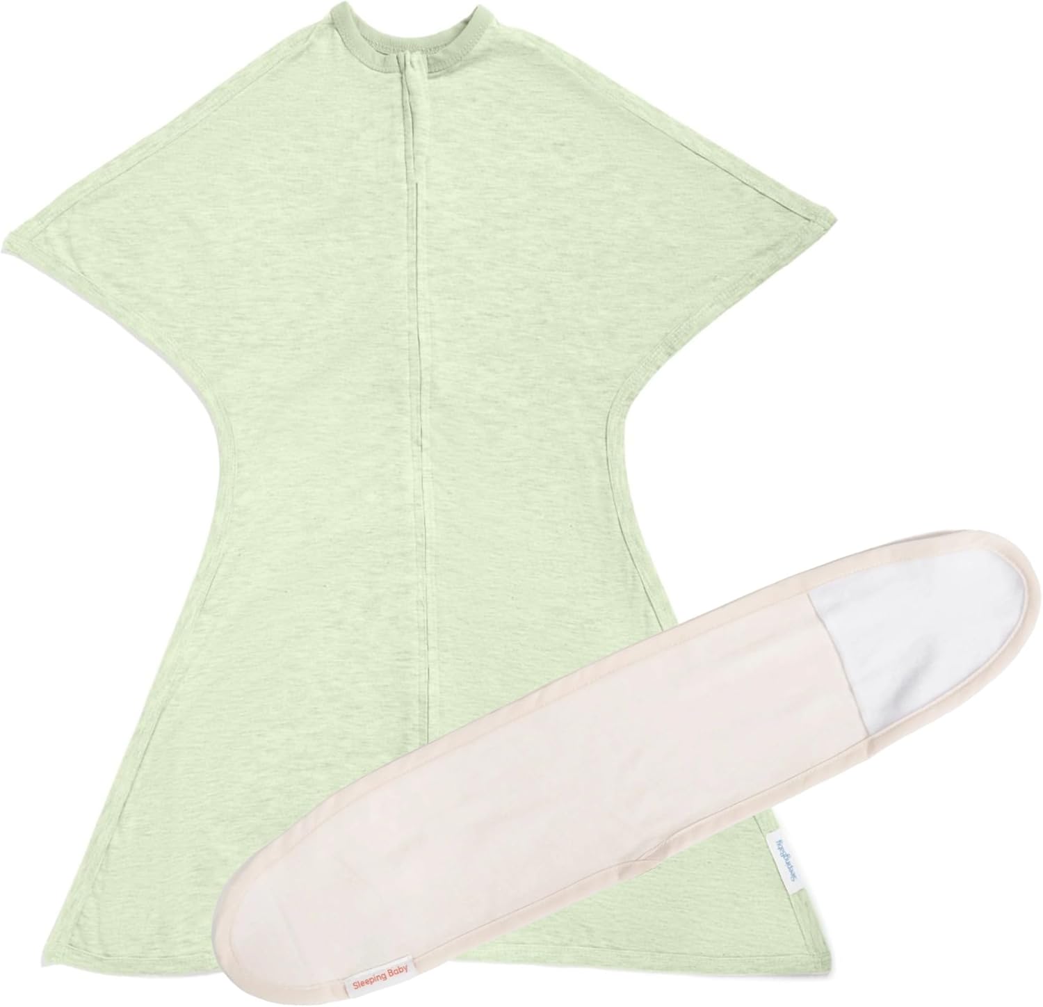 SleepingBaby Zipadee-Zip Transition Swaddle and Snuggle Strap Bundle - Roomy Baby Swaddle Blanket with Zipper Convenience and Wearable Blanket Accessory - Heather Zen Garden Green Zipadee-Zip M