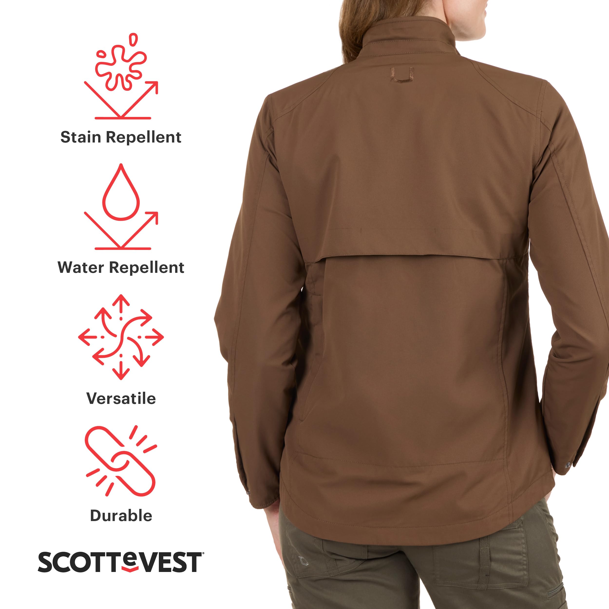 SCOTTeVEST Epic Travel Jacket for Women - 22 Hidden Pockets - Soft Shell Coat - Pickpocket Proof Clothing