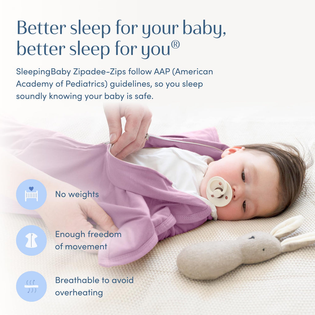 SleepingBaby Zipadee-Zip Transition Swaddle - Cozy Baby Swaddle Blanket with Zipper Convenience - Roomy Wearable Blanket for Easy Diaper Changes - Classic Lavender, Medium (6-12 Month) - 2 Pack