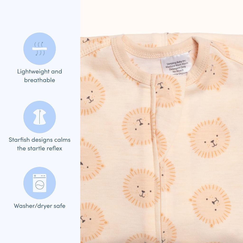 SleepingBaby Zipadee-Zip Transition Swaddle - Cozy Baby Swaddle Blanket with Zipper Convenience - Roomy Wearable Blanket for Easy Diaper Changes - Classic Lavender, Medium (6-12 Month) - 2 Pack