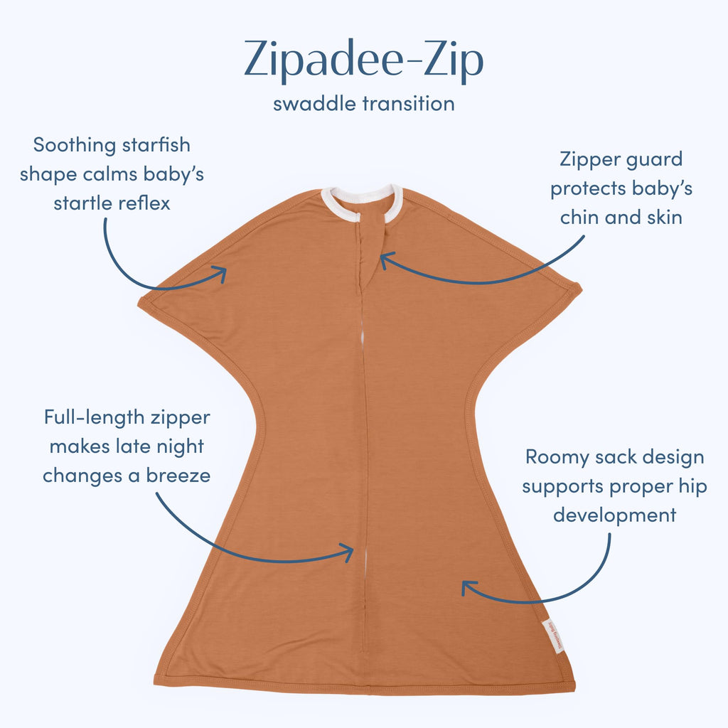 SleepingBaby Zipadee-Zip Transition Swaddle - Cozy Baby Swaddle Blanket with Zipper Convenience - Roomy Wearable Blanket for Easy Diaper Changes - Classic Lavender, Medium (6-12 Month) - 2 Pack