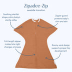 SleepingBaby Zipadee-Zip Transition Swaddle - Cozy Baby Swaddle Blanket with Zipper Convenience - Roomy Wearable Blanket for Easy Diaper Changes - Classic Lavender, Medium (6-12 Month) - 2 Pack