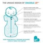 Love to Dream Swaddle Up Transition Swaddle, Patented Zip-Off Wings, Gently Help Baby Transition from Being Swaddled to Arms Free When Showing Signs of Rolling, 1.0 TOG, 13-19 lbs, Gray