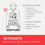 SCOTTeVEST Glow Hoodie for Women - 18 Hidden Pockets - Lightweight Zip Up Sweatshirt for Travel & More