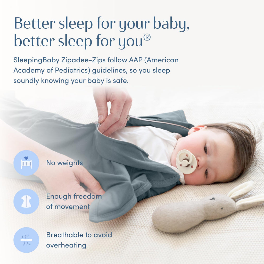 SleepingBaby Zipadee-Zip Transition Swaddle - Cozy Baby Swaddle Blanket with Zipper Convenience - Roomy Wearable Blanket for Easy Diaper Changes - Classic Lavender, Medium (6-12 Month) - 2 Pack