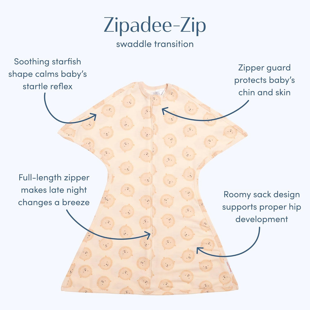 SleepingBaby Zipadee-Zip Transition Swaddle - Cozy Baby Swaddle Blanket with Zipper Convenience - Roomy Wearable Blanket for Easy Diaper Changes - Classic Lavender, Medium (6-12 Month) - 2 Pack
