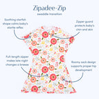 SleepingBaby Zipadee-Zip Transition Swaddle - Cozy Baby Swaddle Blanket with Zipper Convenience - Roomy Wearable Blanket for Easy Diaper Changes - Classic Lavender, Medium (6-12 Month) - 2 Pack