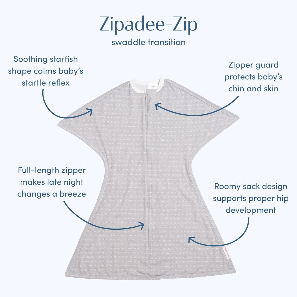 SleepingBaby Zipadee-Zip Transition Swaddle - Cozy Baby Swaddle Blanket with Zipper Convenience - Roomy Wearable Blanket for Easy Diaper Changes - Classic Lavender, Medium (6-12 Month) - 2 Pack