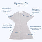 SleepingBaby Zipadee-Zip Transition Swaddle - Cozy Baby Swaddle Blanket with Zipper Convenience - Roomy Wearable Blanket for Easy Diaper Changes - Classic Lavender, Medium (6-12 Month) - 2 Pack