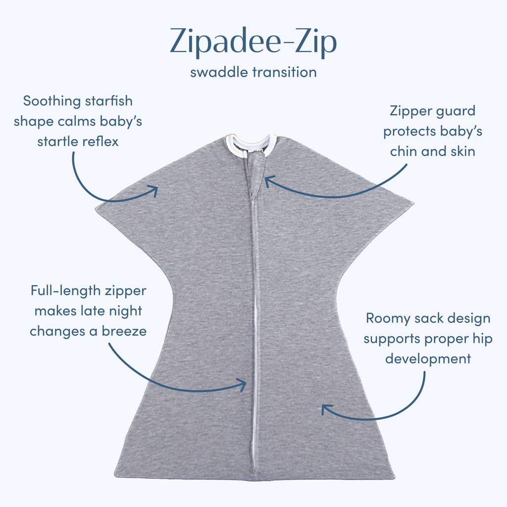 SleepingBaby Zipadee-Zip Transition Swaddle - Cozy Baby Swaddle Blanket with Zipper Convenience - Roomy Wearable Blanket for Easy Diaper Changes - Classic Lavender, Medium (6-12 Month) - 2 Pack