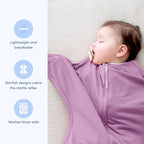 SleepingBaby Zipadee-Zip Transition Swaddle - Cozy Baby Swaddle Blanket with Zipper Convenience - Roomy Wearable Blanket for Easy Diaper Changes - Classic Lavender, Medium (6-12 Month) - 2 Pack
