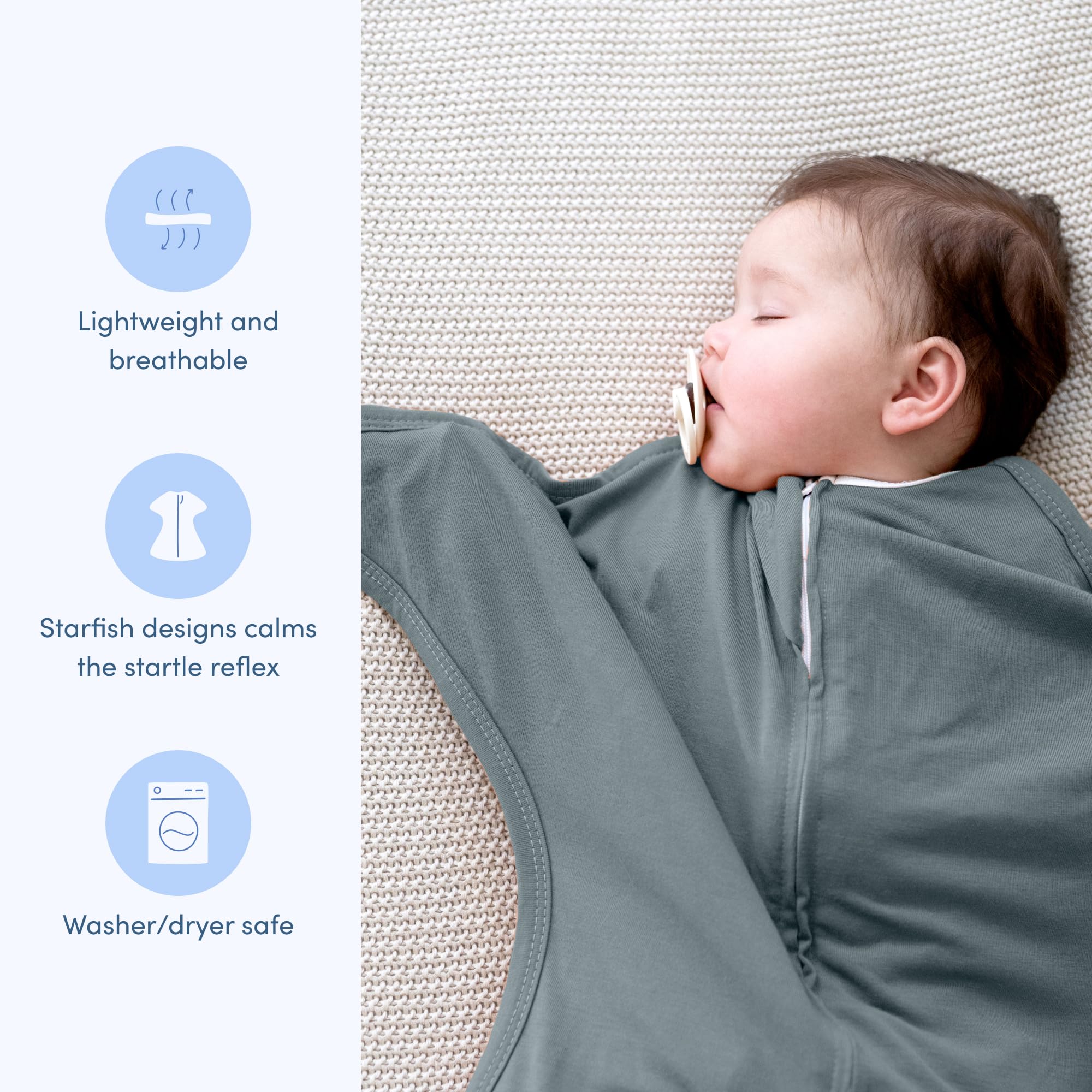 SleepingBaby Zipadee-Zip Transition Swaddle - Cozy Baby Swaddle Blanket with Zipper Convenience - Roomy Wearable Blanket for Easy Diaper Changes - Classic Lavender, Medium (6-12 Month) - 2 Pack