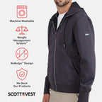 SCOTTeVEST Skubatu Hoodie for Men - 21 Hidden Pockets - Zip Up Sweatshirt for Travel & More