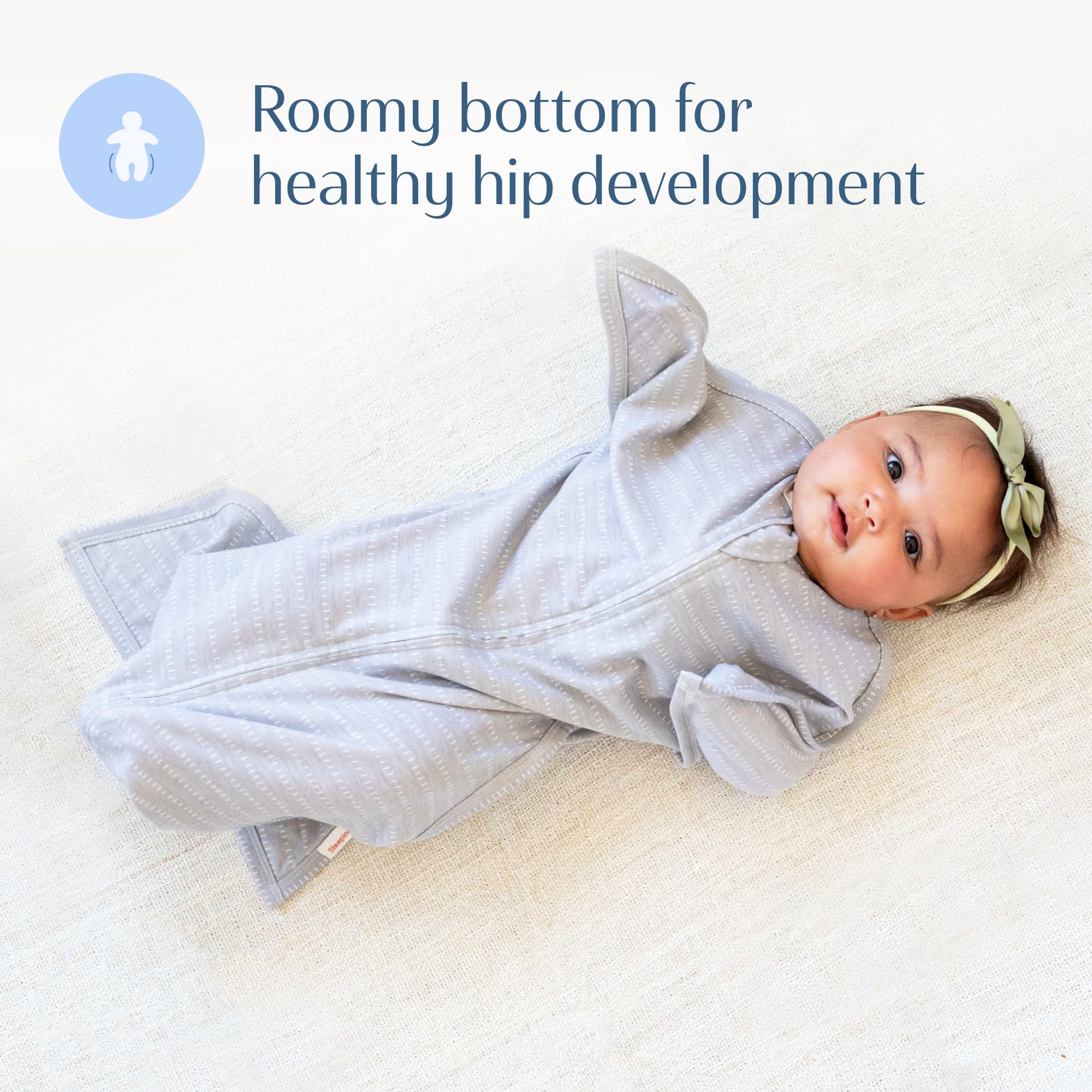 SleepingBaby Zipadee-Zip Transition Swaddle - Cozy Baby Swaddle Blanket with Zipper Convenience - Roomy Wearable Blanket for Easy Diaper Changes - Classic Lavender, Medium (6-12 Month) - 2 Pack