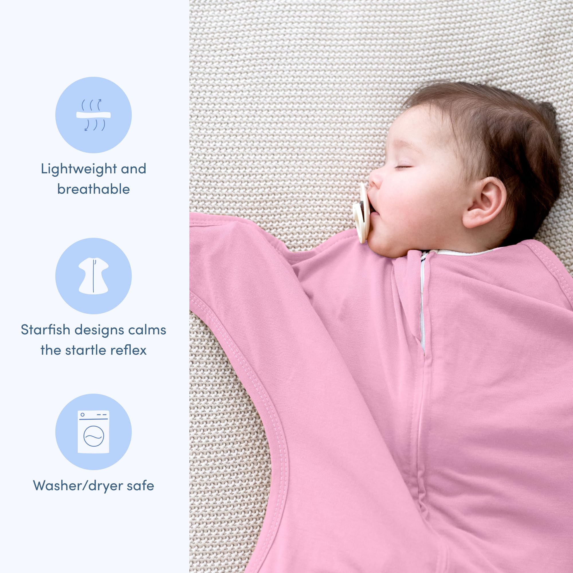 SleepingBaby Zipadee-Zip Transition Swaddle - Cozy Baby Swaddle Blanket with Zipper Convenience - Roomy Wearable Blanket for Easy Diaper Changes - Classic Lavender, Medium (6-12 Month) - 2 Pack