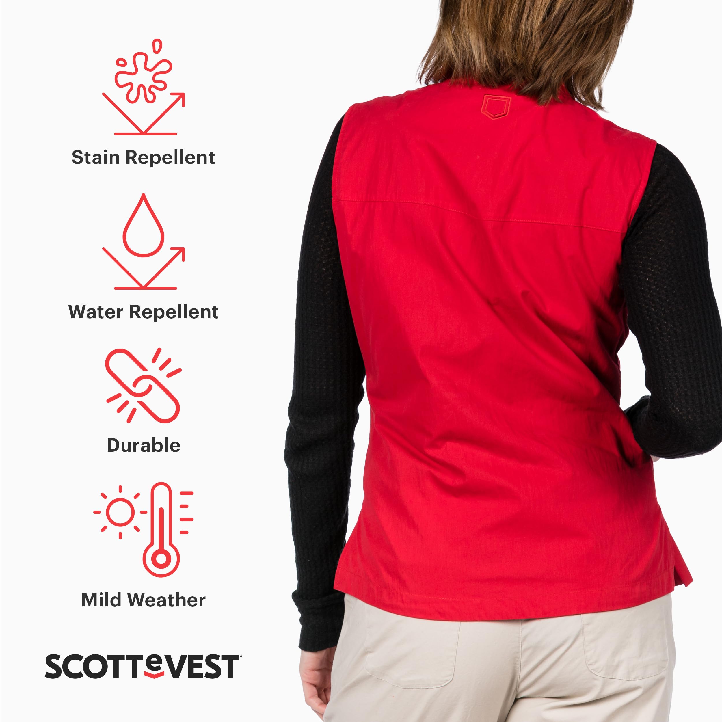 SCOTTeVEST 101 Vest for Women - 9 Hidden Pockets - Water Repellent for Travel & More