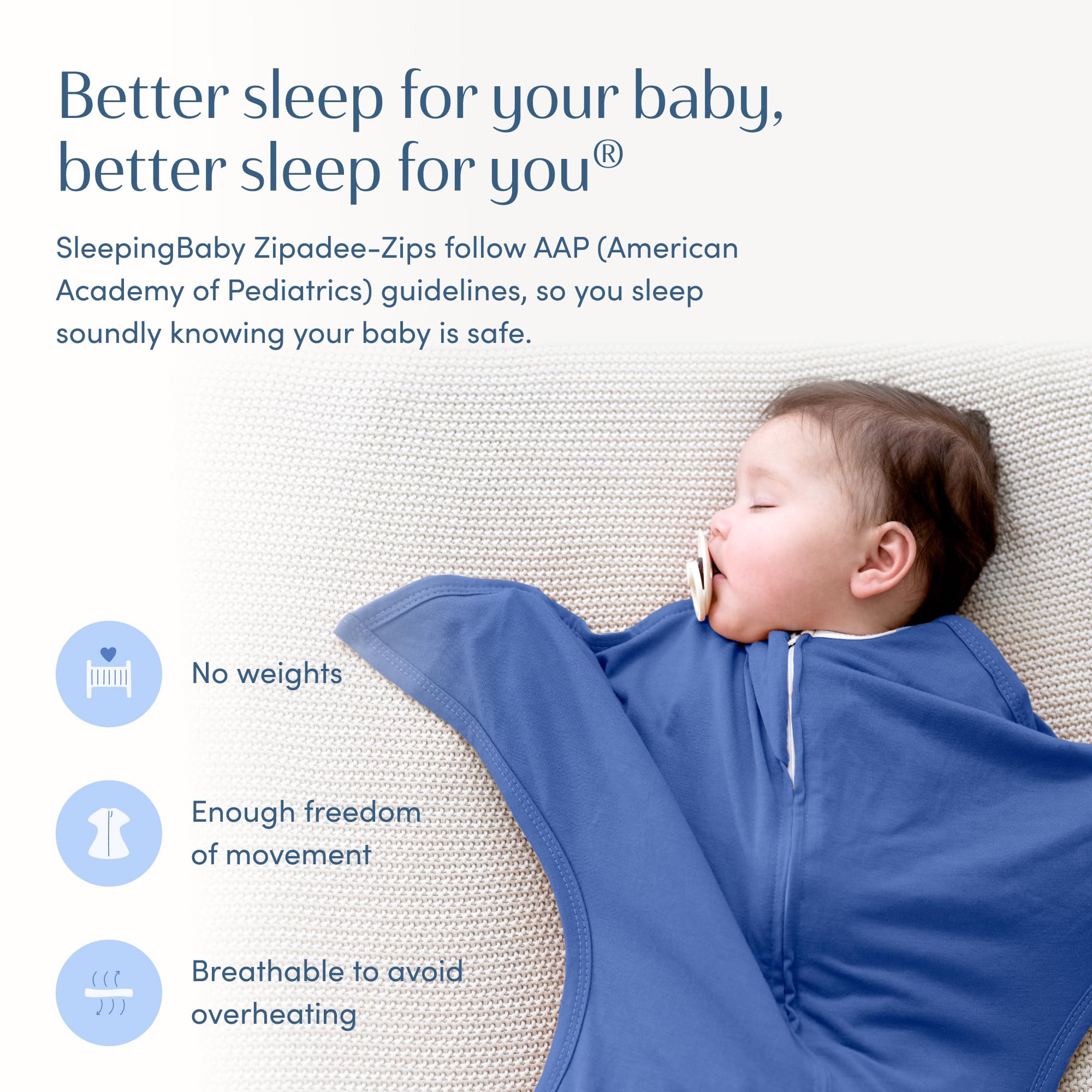 SleepingBaby Zipadee-Zip Transition Swaddle - Cozy Baby Swaddle Blanket with Zipper Convenience - Roomy Wearable Blanket for Easy Diaper Changes - Classic Lavender, Medium (6-12 Month) - 2 Pack