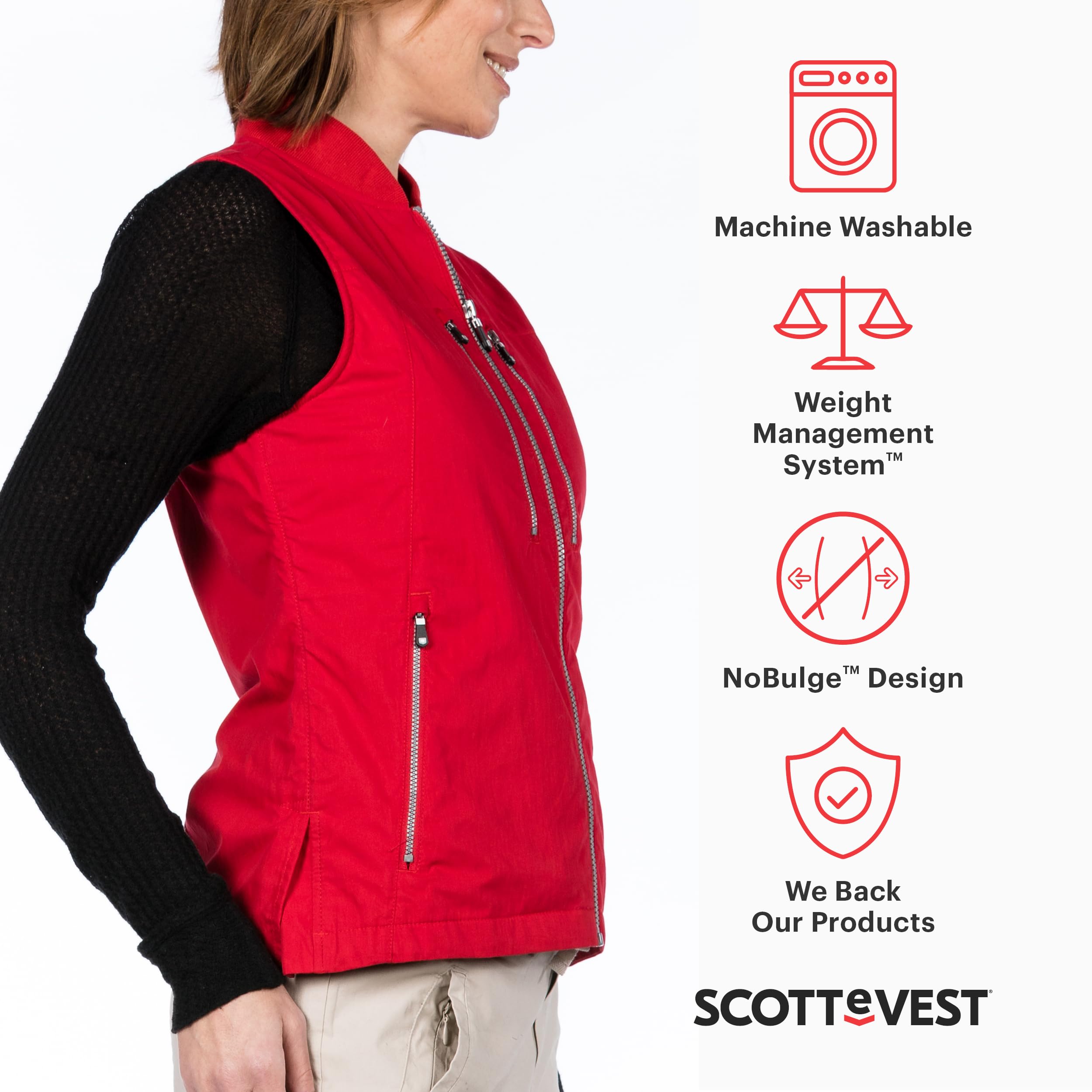 SCOTTeVEST 101 Vest for Women - 9 Hidden Pockets - Water Repellent for Travel & More