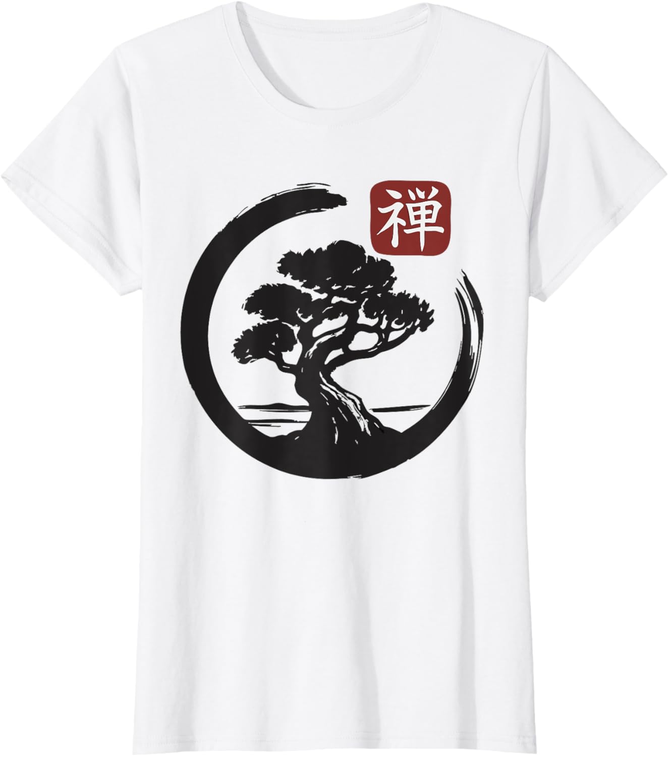 Bonsai Tree Zen Buddhist Enso Circle T-Shirt