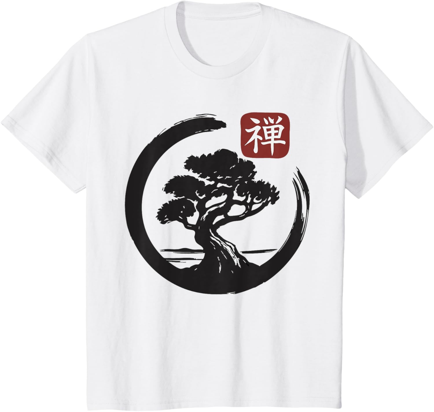 Bonsai Tree Zen Buddhist Enso Circle T-Shirt