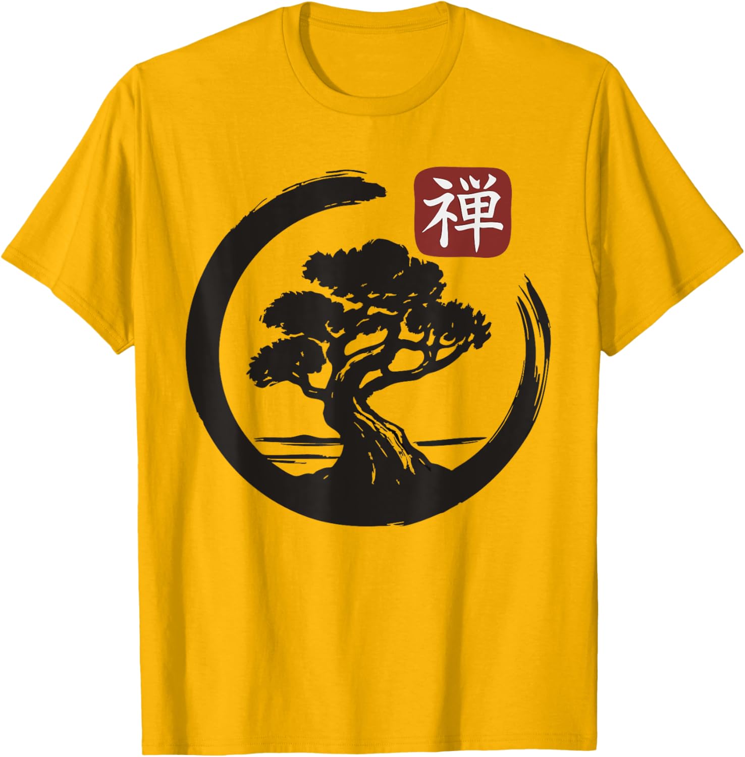 Bonsai Tree Zen Buddhist Enso Circle T-Shirt