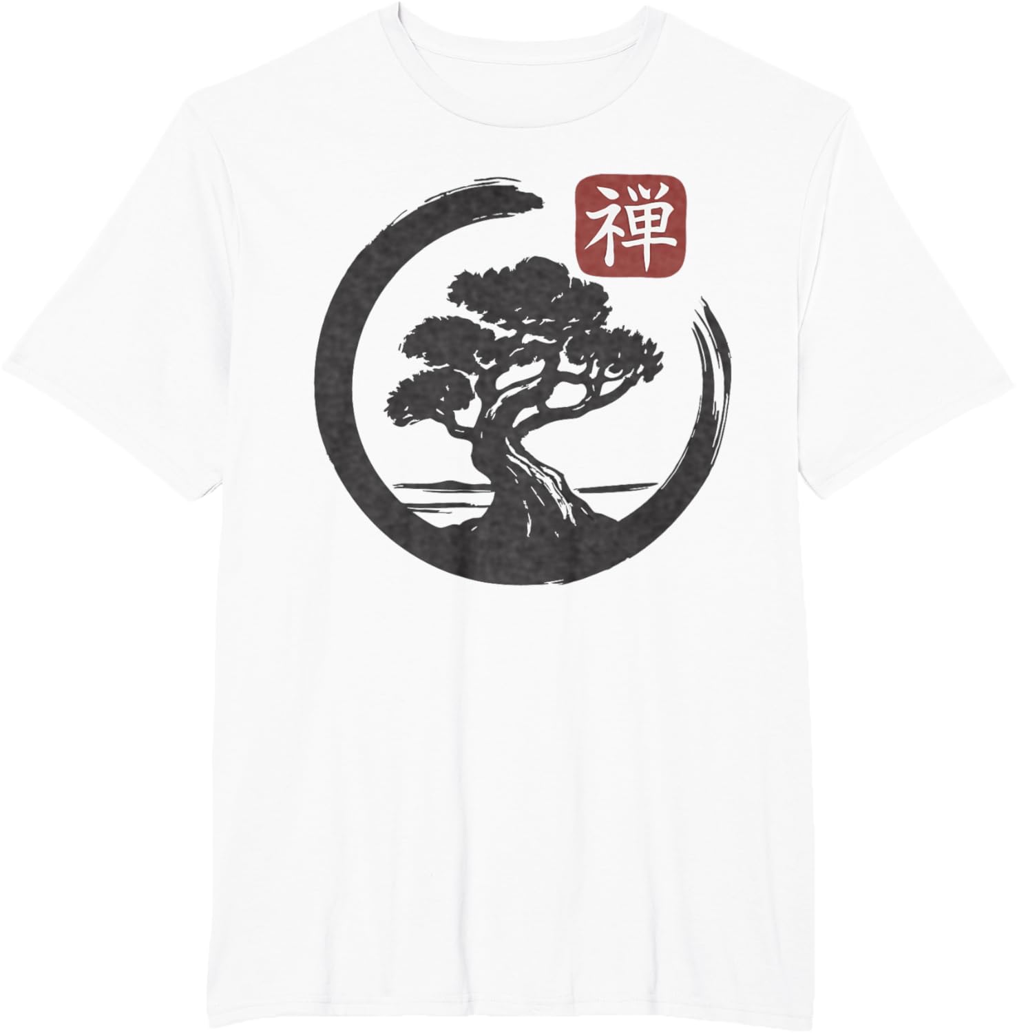 Bonsai Tree Zen Buddhist Enso Circle T-Shirt