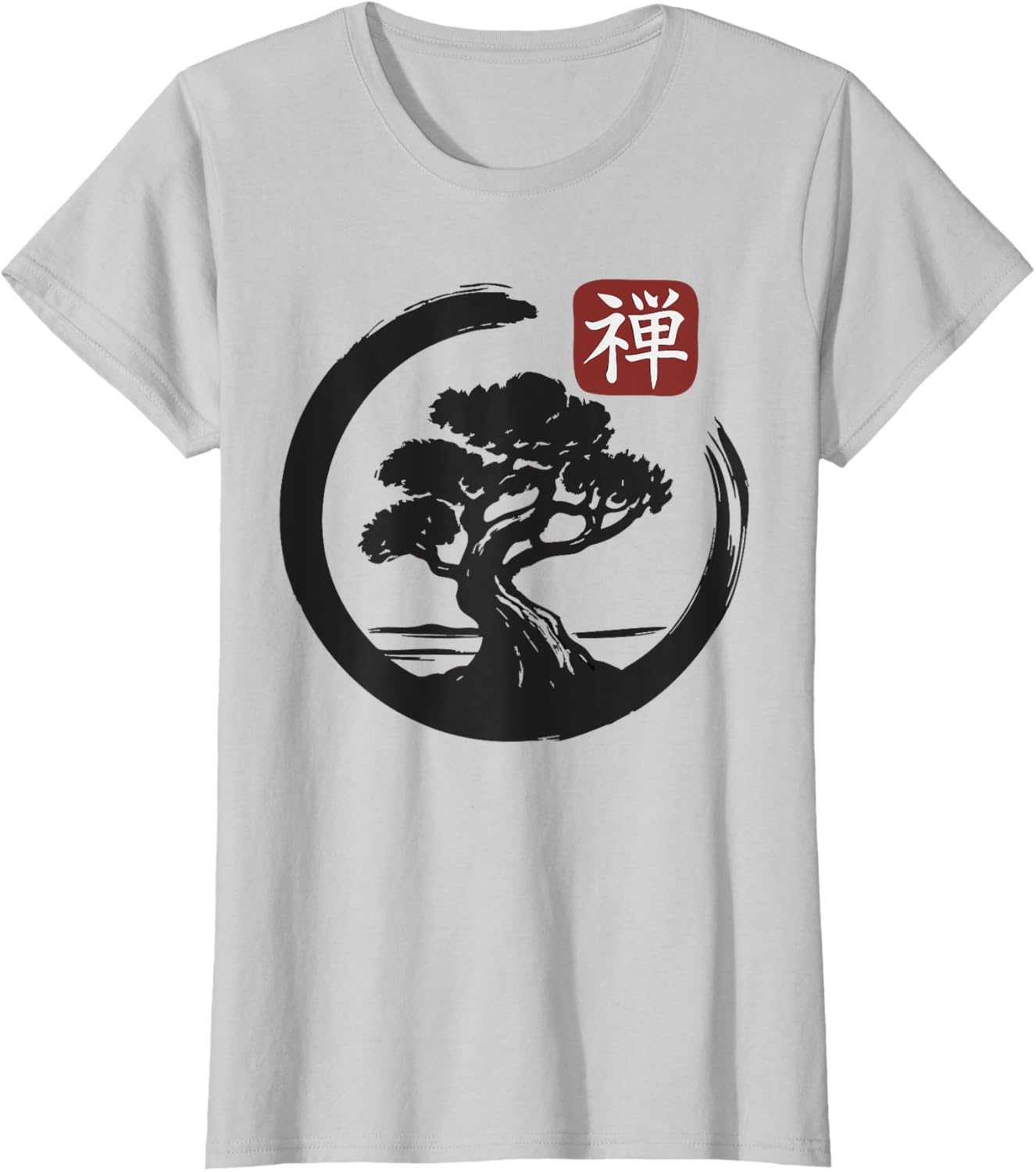 Bonsai Tree Zen Buddhist Enso Circle T-Shirt