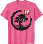 Bonsai Tree Zen Buddhist Enso Circle T-Shirt