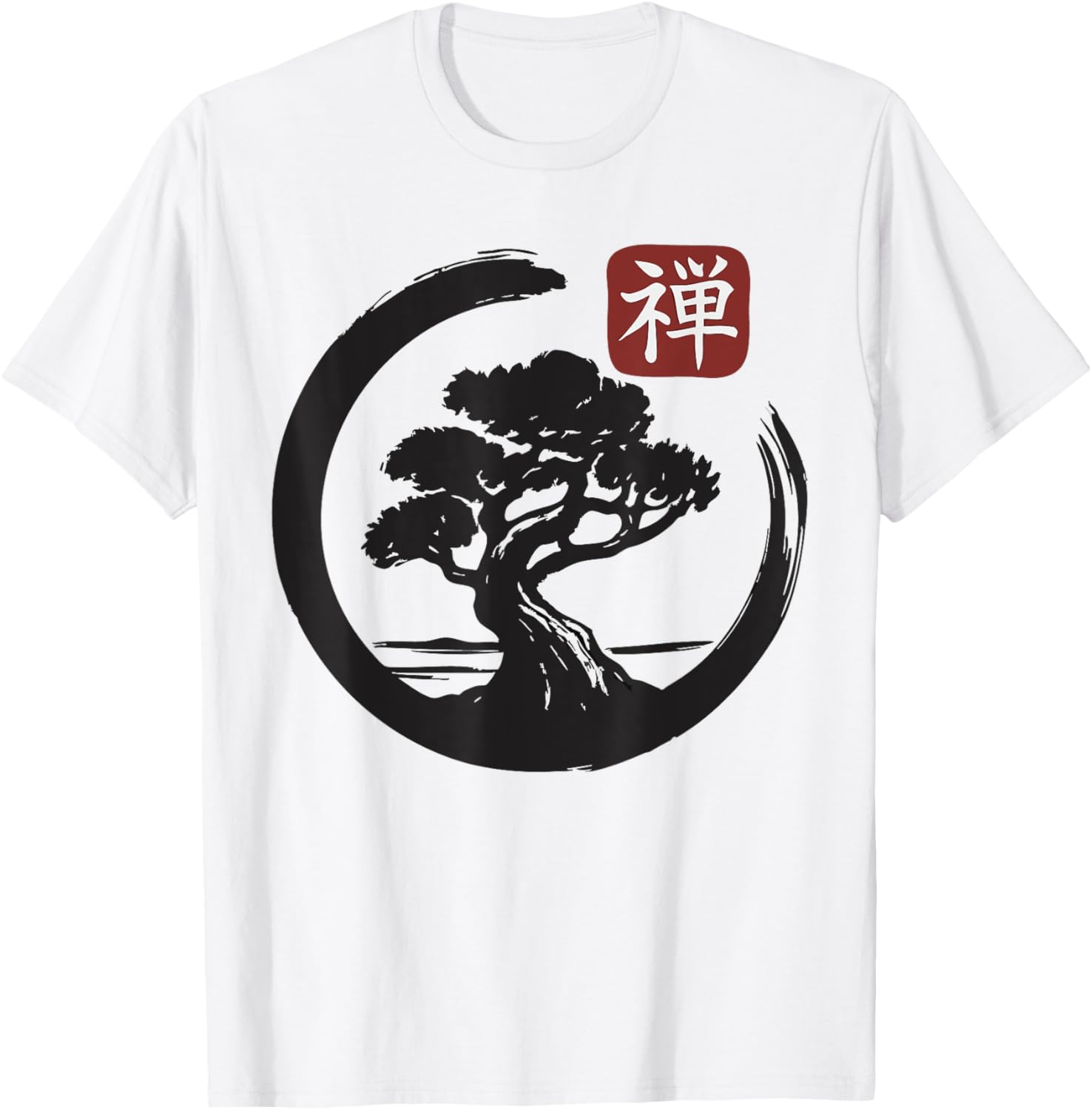 Bonsai Tree Zen Buddhist Enso Circle T-Shirt