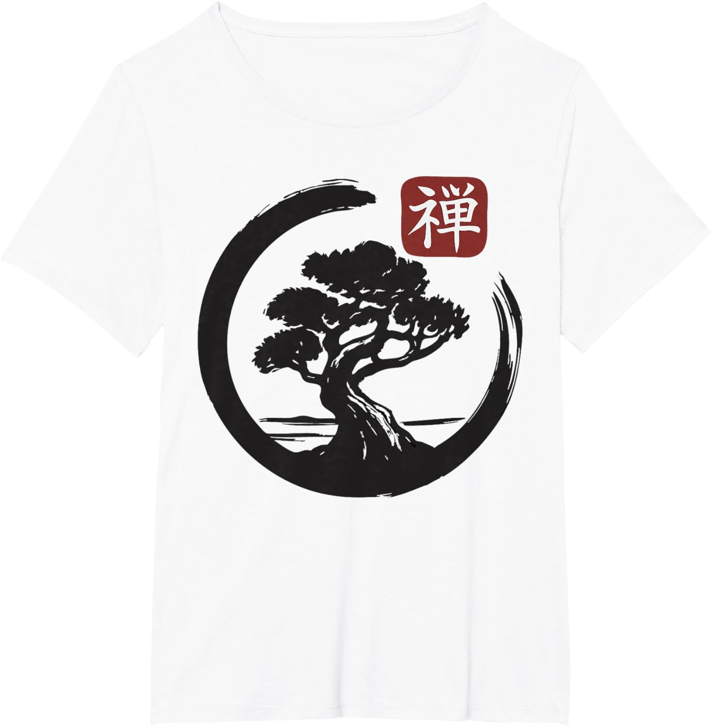 Bonsai Tree Zen Buddhist Enso Circle T-Shirt