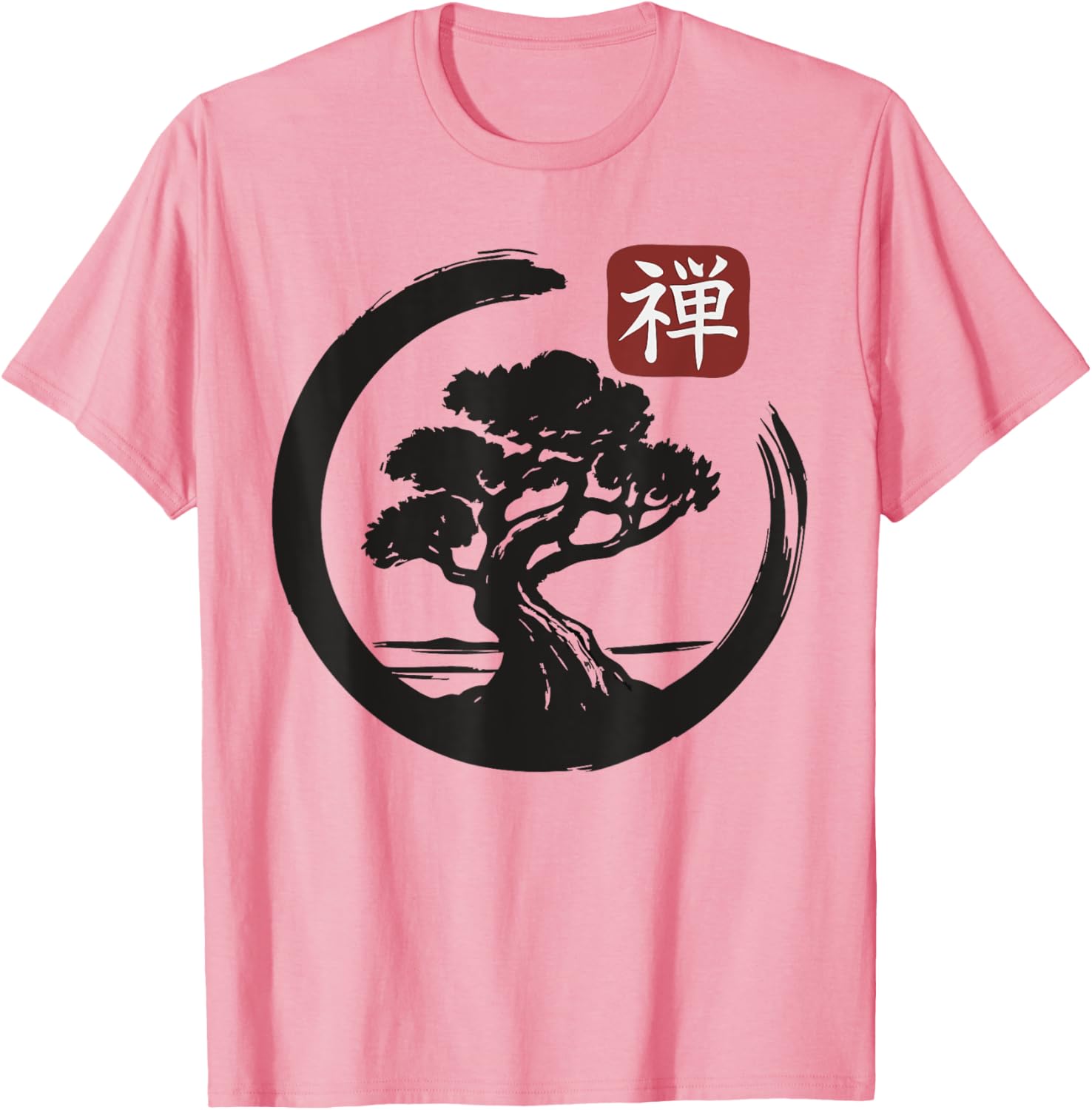 Bonsai Tree Zen Buddhist Enso Circle T-Shirt