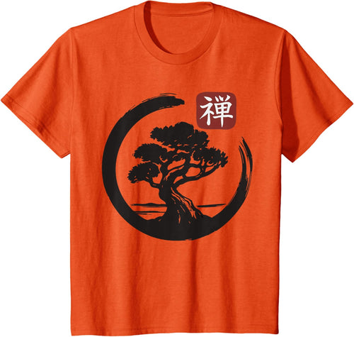 Bonsai Tree Zen Buddhist Enso Circle T-Shirt