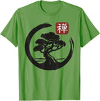 Bonsai Tree Zen Buddhist Enso Circle T-Shirt