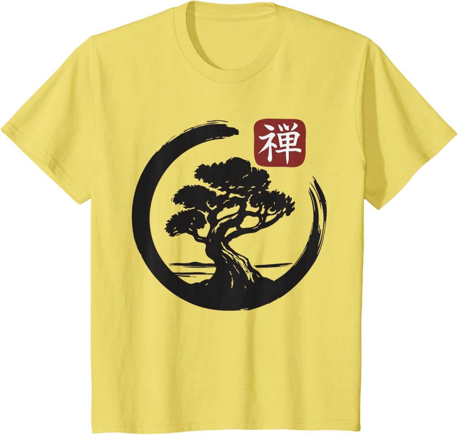 Bonsai Tree Zen Buddhist Enso Circle T-Shirt