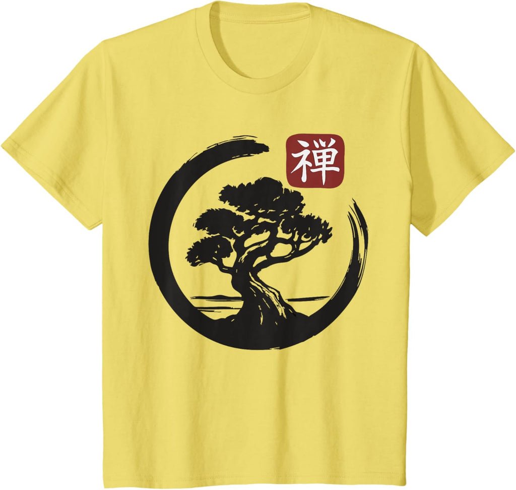 Bonsai Tree Zen Buddhist Enso Circle T-Shirt