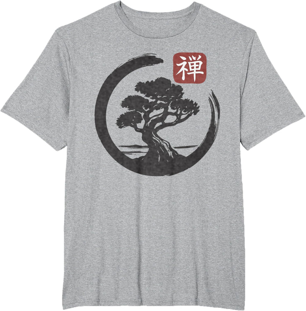 Bonsai Tree Zen Buddhist Enso Circle T-Shirt