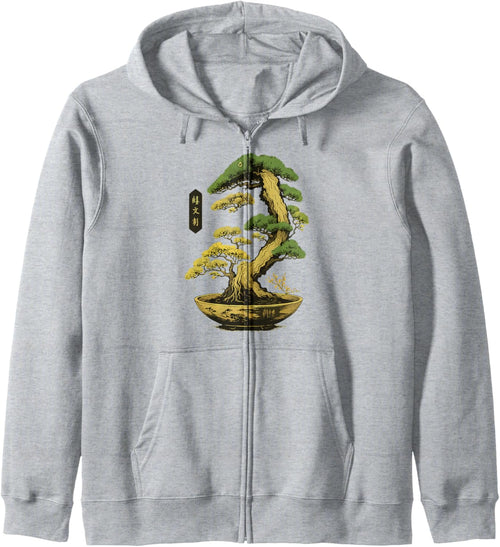 Bonsai Tree Zen Japanese Zip Hoodie